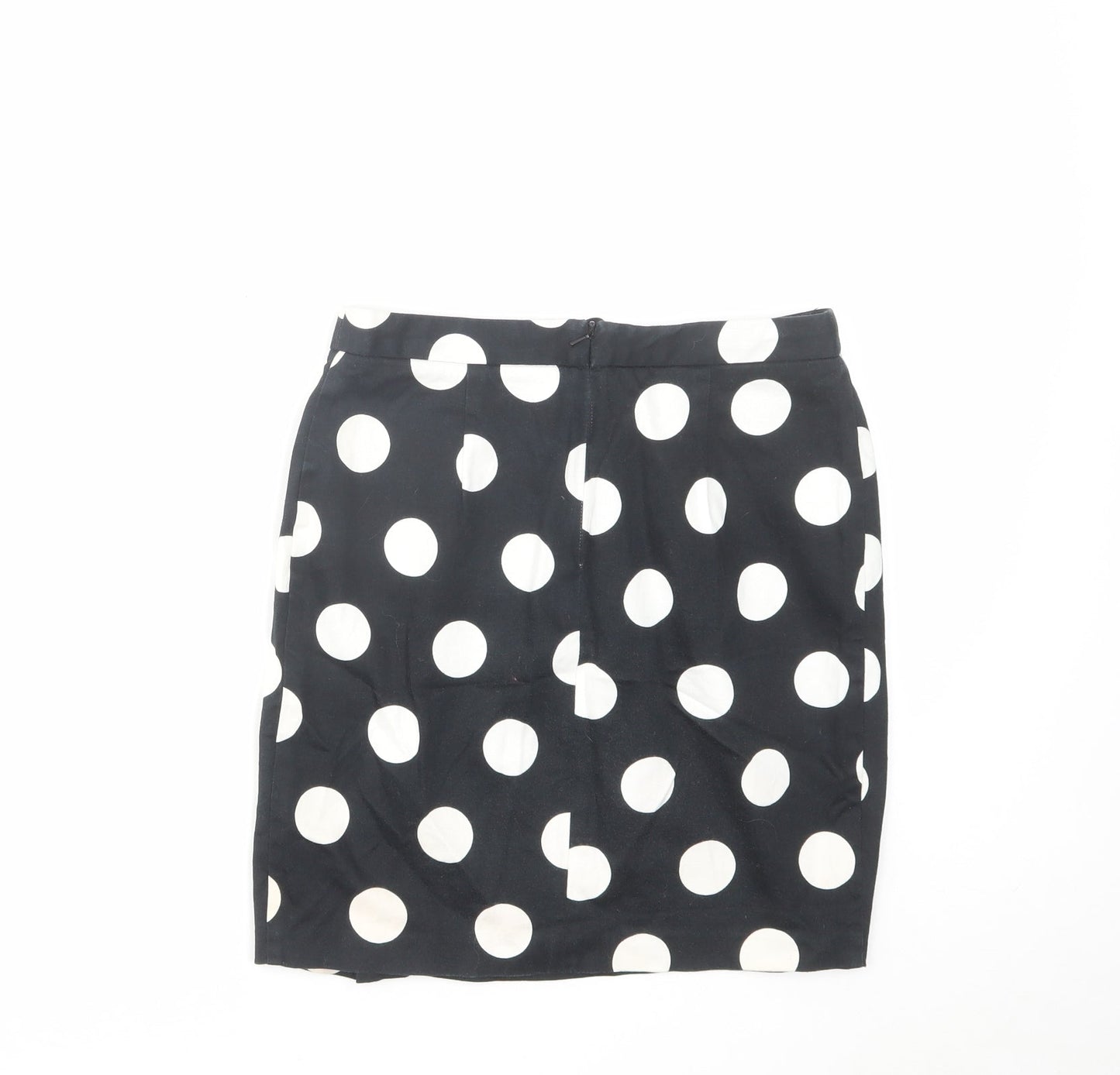 ASOS Womens Black Polka Dot Cotton A-Line Skirt Size 8 Zip