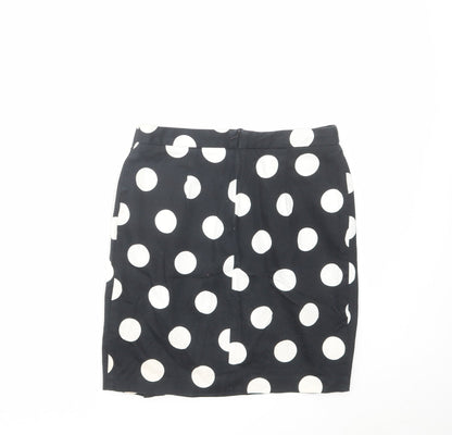 ASOS Womens Black Polka Dot Cotton A-Line Skirt Size 8 Zip