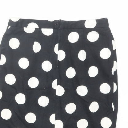 ASOS Womens Black Polka Dot Cotton A-Line Skirt Size 8 Zip