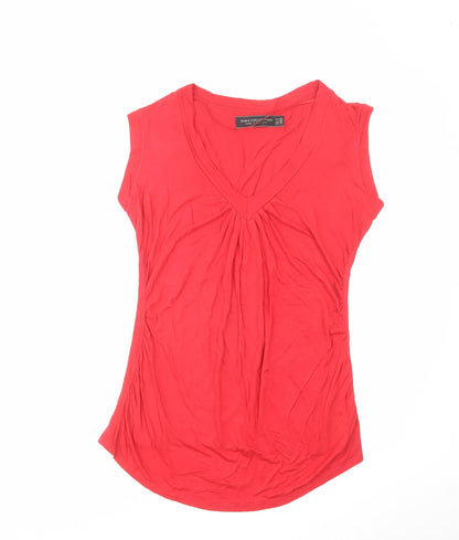 Womens UK Size M Zara Red Basic T-Shirt