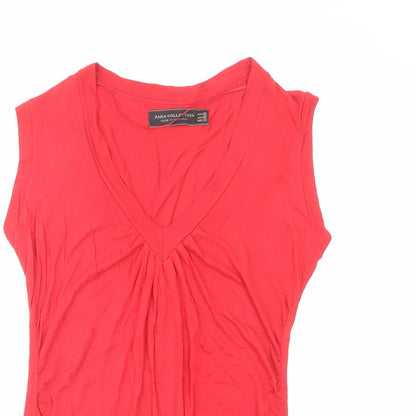 Womens UK Size M Zara Red Basic T-Shirt