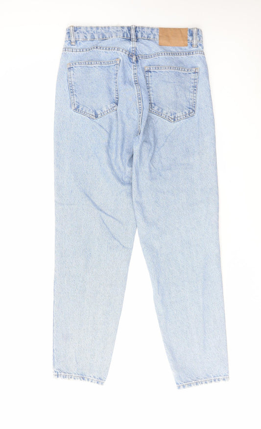 Zara Womens Blue Cotton Tapered Jeans Size 10 L28 in Regular Zip