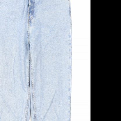 Zara Womens Blue Cotton Tapered Jeans Size 10 L28 in Regular Zip