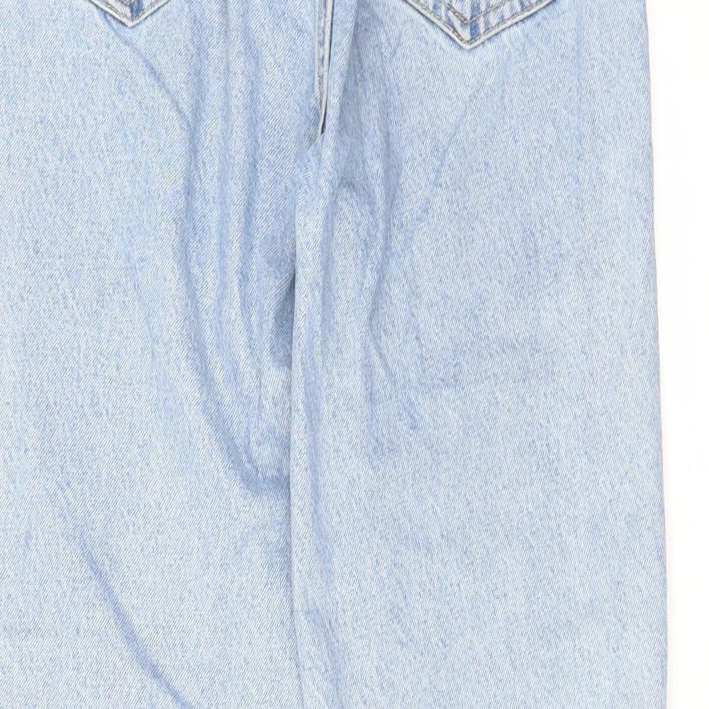 Zara Womens Blue Cotton Tapered Jeans Size 10 L28 in Regular Zip