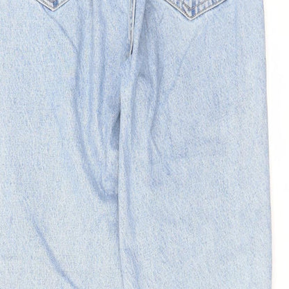 Zara Womens Blue Cotton Tapered Jeans Size 10 L28 in Regular Zip