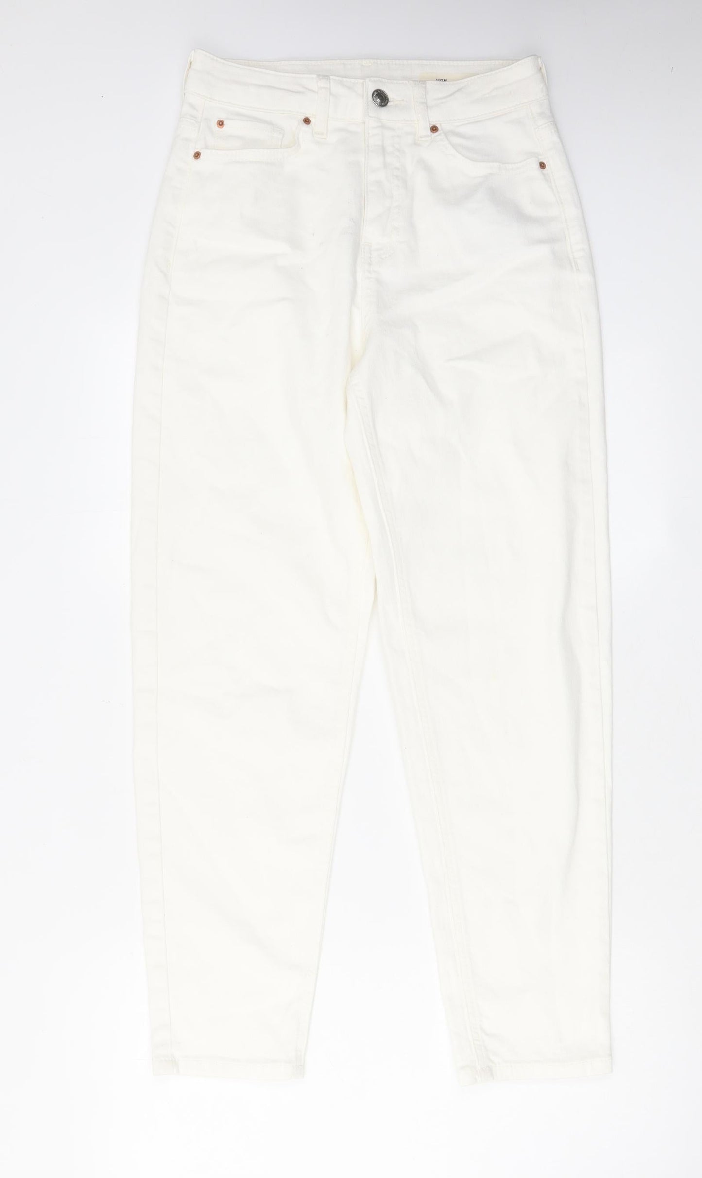Womens UK Size 8 Marks and Spencer Regular Fit Tapered White Jeans