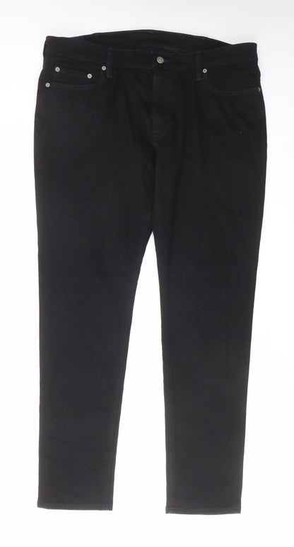 Abercrombie & Fitch Mens Black Cotton Straight Jeans Size 38 in L32 in Regular Zip