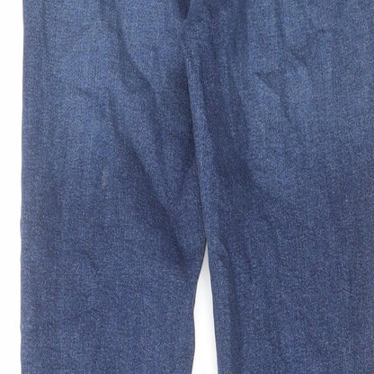 Topshop Womens Blue Cotton Skinny Jeans Size 28 in L32 in Regular Zip - Frayed Hem
