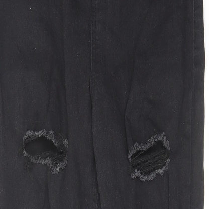 Boohoo Womens Black Cotton Skinny Jeans Size 12 L27 in Regular Zip