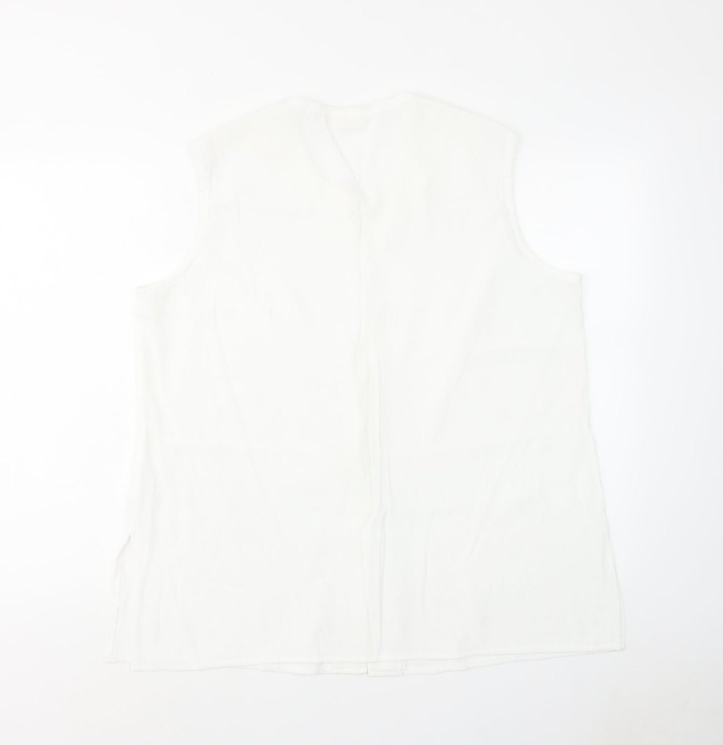 Foxy Lady Womens White Viscose Basic Button-Up Size 18 Round Neck