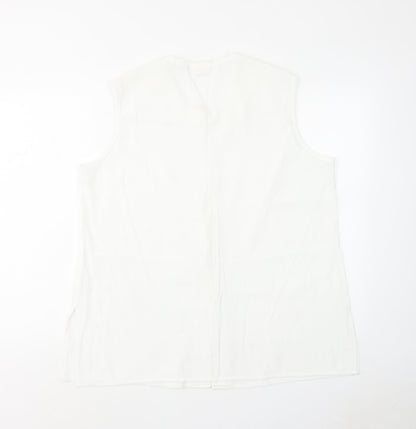 Foxy Lady Womens White Viscose Basic Button-Up Size 18 Round Neck
