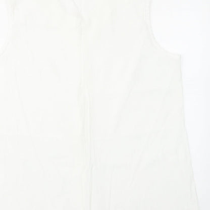 Foxy Lady Womens White Viscose Basic Button-Up Size 18 Round Neck