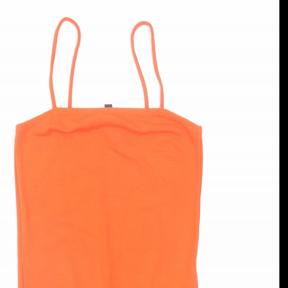 Topshop Womens Orange Viscose Bodysuit One-Piece Size 10 Snap