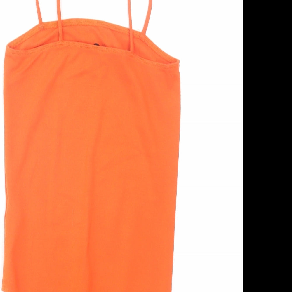 Topshop Womens Orange Viscose Bodysuit One-Piece Size 10 Snap