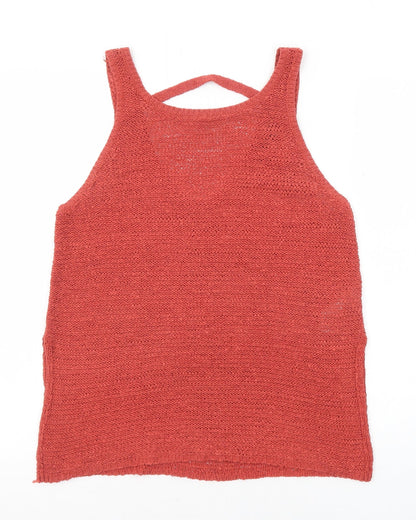 New Look Womens Red Acrylic Basic Tank Size 8 Round Neck
