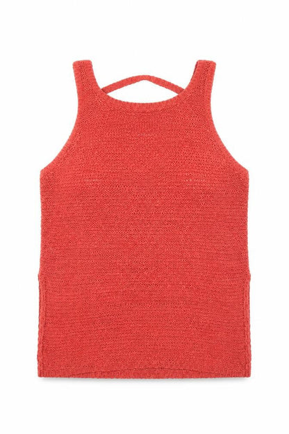 New Look Womens Red Acrylic Basic Tank Size 8 Round Neck