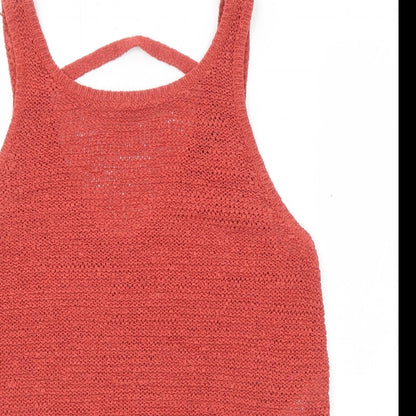 New Look Womens Red Acrylic Basic Tank Size 8 Round Neck