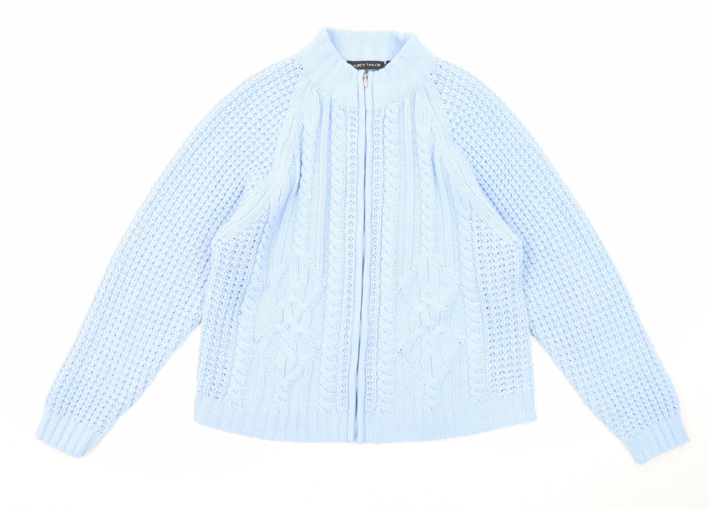 Womens UK Size L Lauren Taylor Blue Full Zip Jumper