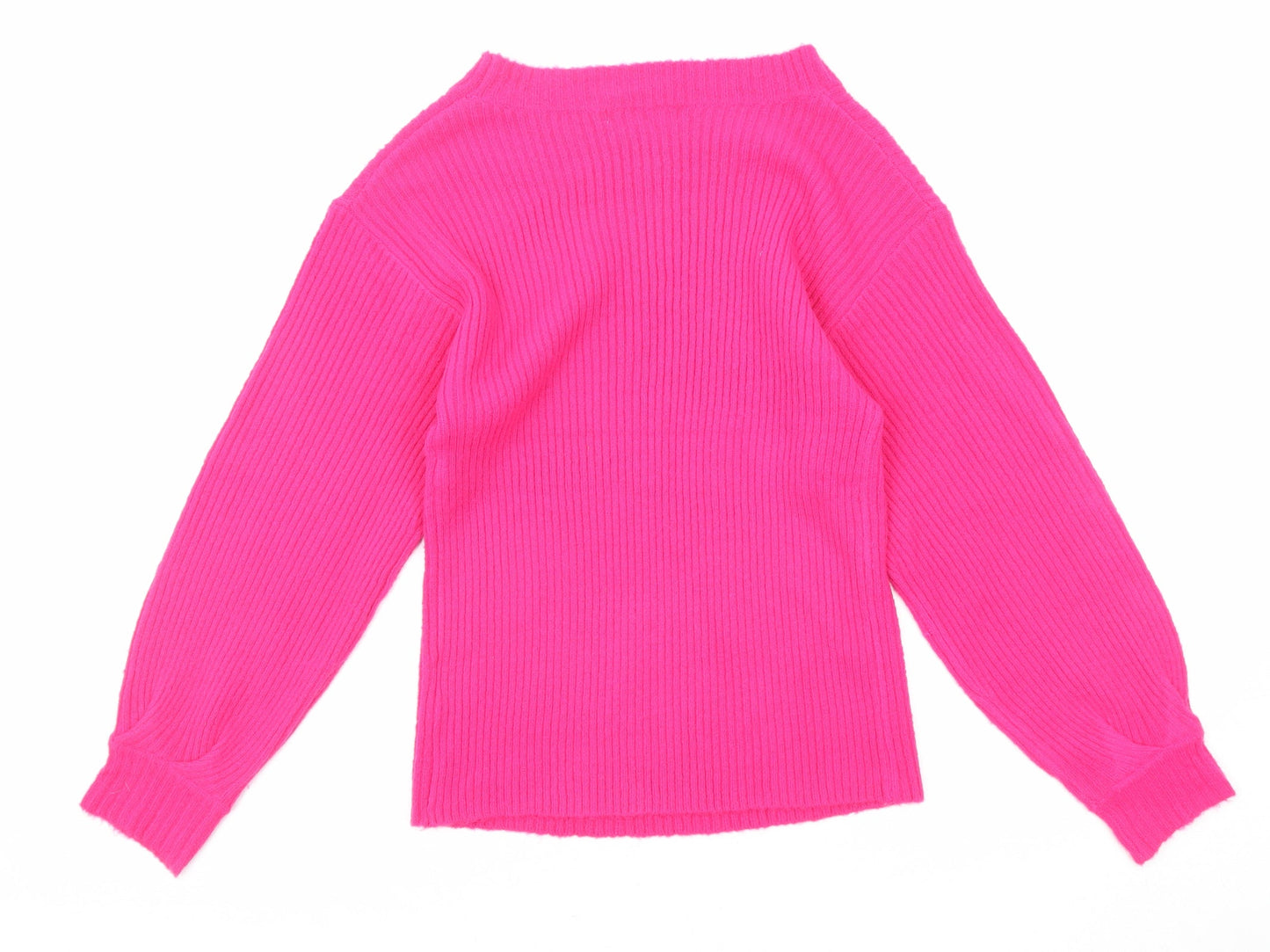 Glamorous Womens Pink Round Neck Acrylic Pullover Jumper Size 8