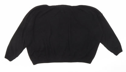 Boohoo Womens Black Round Neck Acrylic Pullover Jumper Size XL