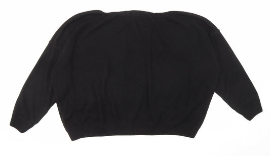 Boohoo Womens Black Round Neck Acrylic Pullover Jumper Size XL