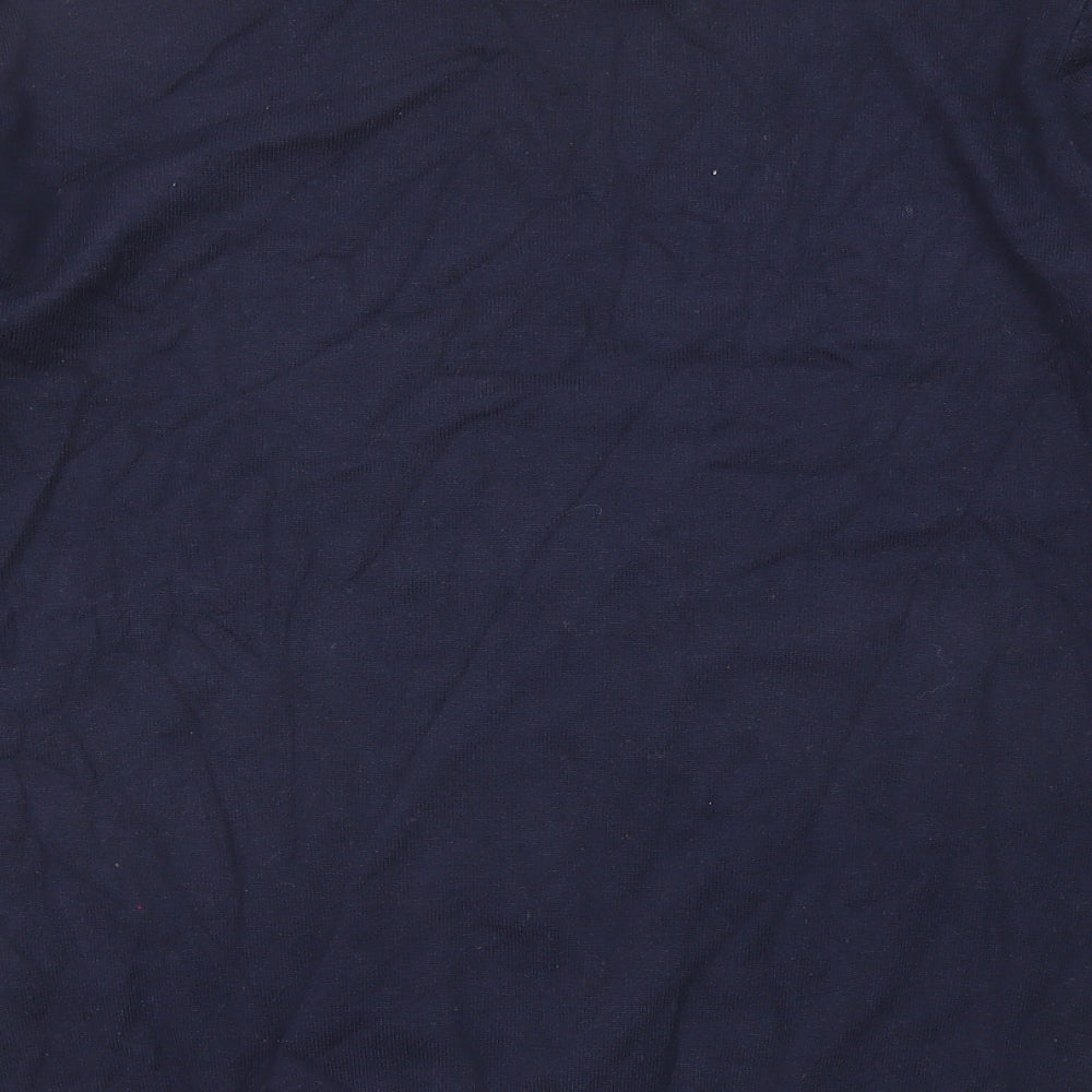 Pull&Bear Mens Blue Mock Neck Viscose Pullover Jumper Size L Long Sleeve