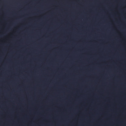 Pull&Bear Mens Blue Mock Neck Viscose Pullover Jumper Size L Long Sleeve