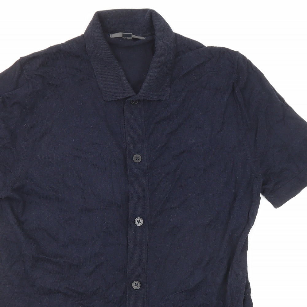 Womens UK Size S Marks and Spencer Blue Basic Button-Up