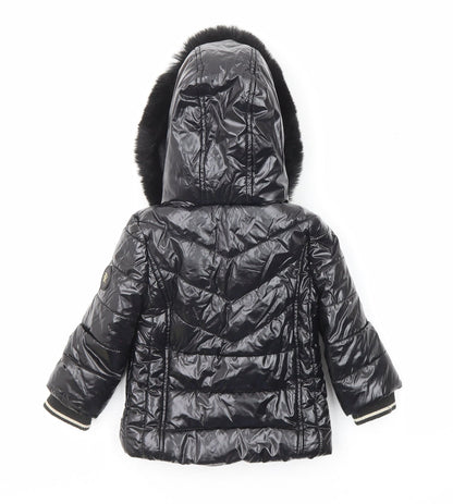 River Island Girls Black Basic Coat Coat Size 9-12 Months Zip