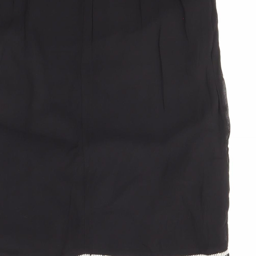 Monsoon Womens Black Geometric Viscose A-Line Skirt Size 12 Zip
