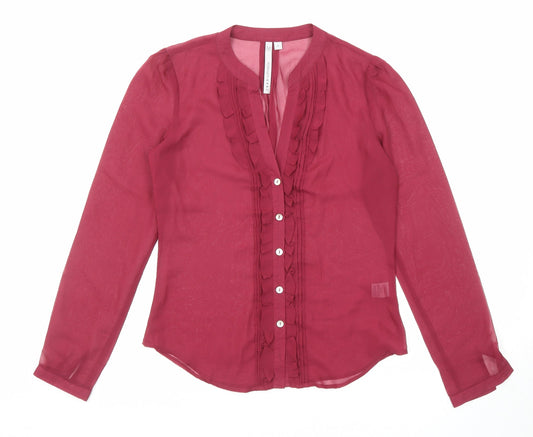 Crew Clothing Womens Purple Polyester Basic Button-Up Size 6 V-Neck