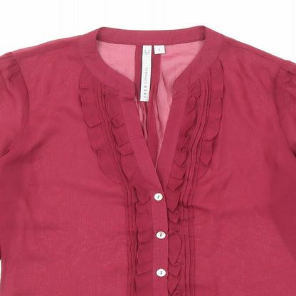 Crew Clothing Womens Purple Polyester Basic Button-Up Size 6 V-Neck