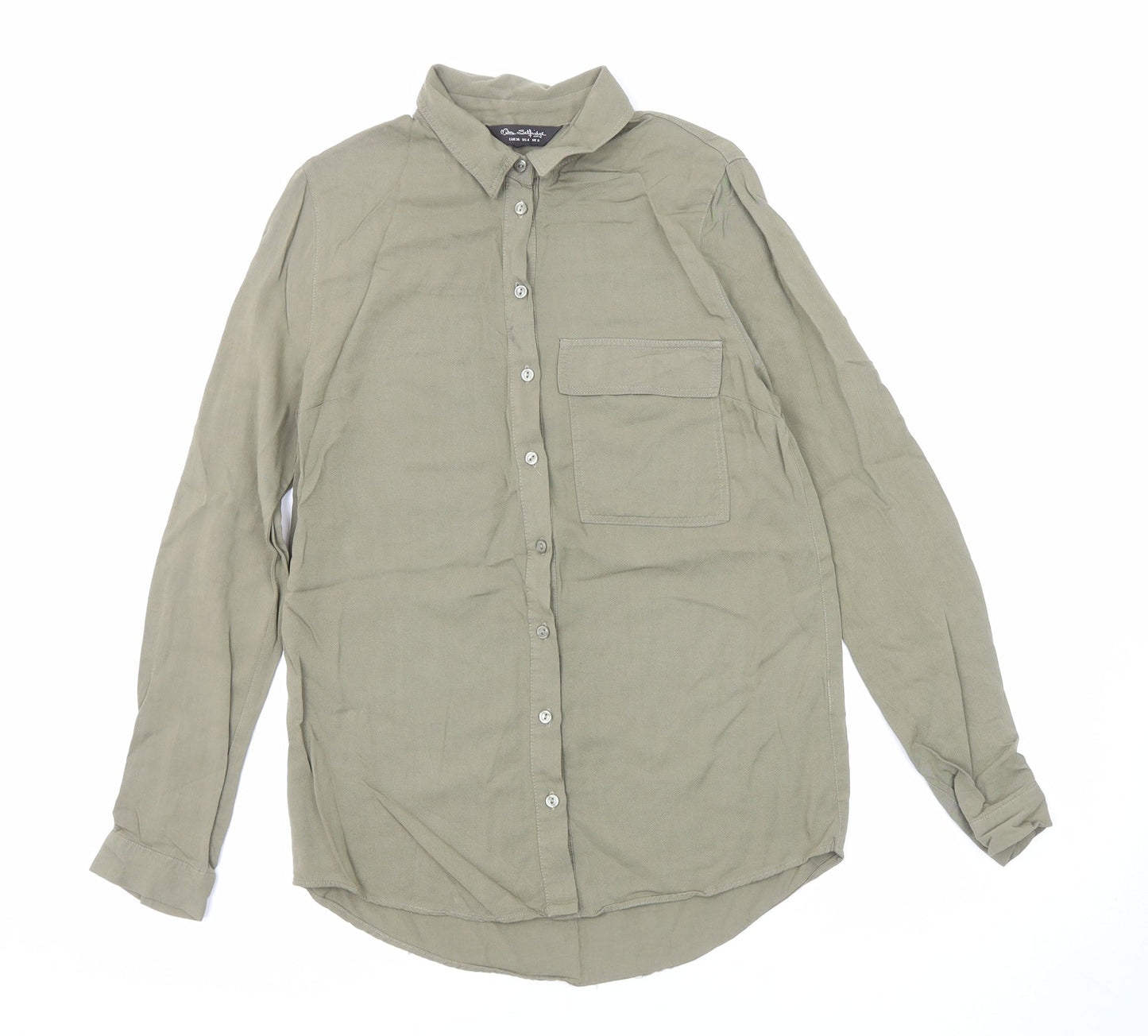 Miss Selfridge Womens Green Viscose Basic Button-Up Size 8 Collared