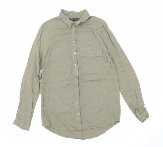 Miss Selfridge Womens Green Viscose Basic Button-Up Size 8 Collared