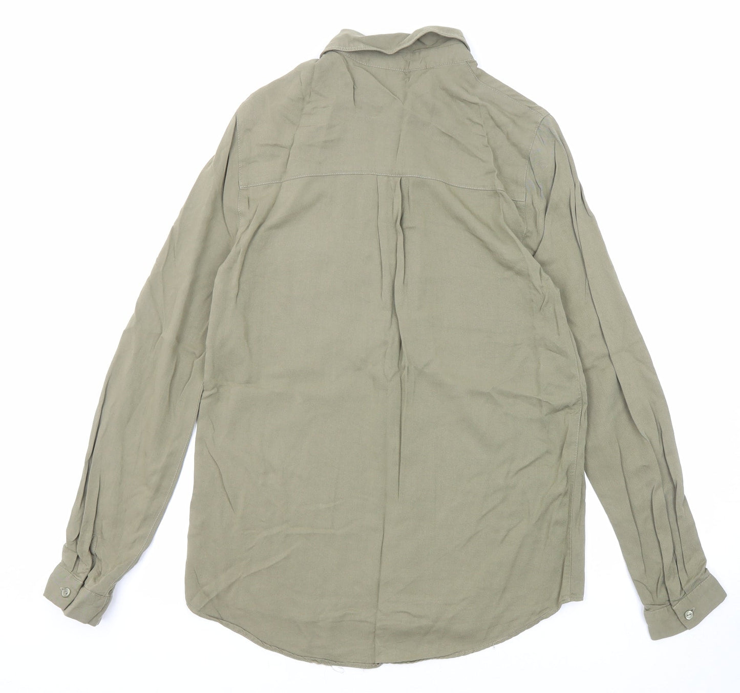 Miss Selfridge Womens Green Viscose Basic Button-Up Size 8 Collared