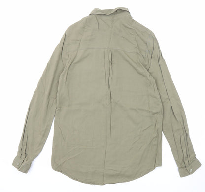 Miss Selfridge Womens Green Viscose Basic Button-Up Size 8 Collared
