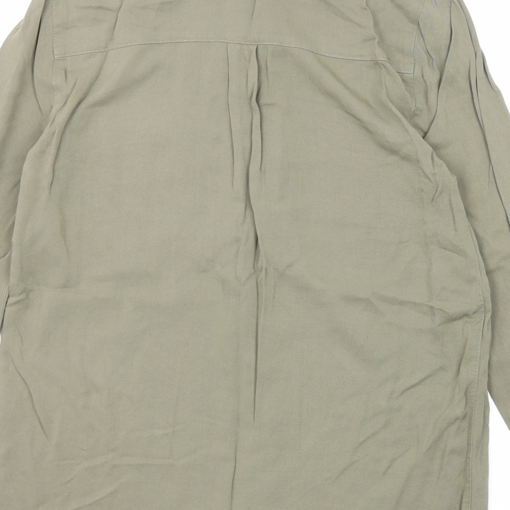 Miss Selfridge Womens Green Viscose Basic Button-Up Size 8 Collared