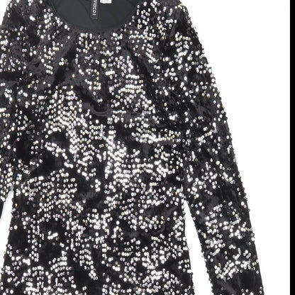 Divided by H&M Womens Black Polyester Bodycon Size 8 Boat Neck Pullover