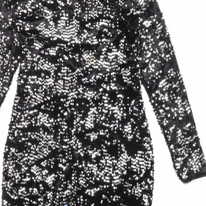Divided by H&M Womens Black Polyester Bodycon Size 8 Boat Neck Pullover