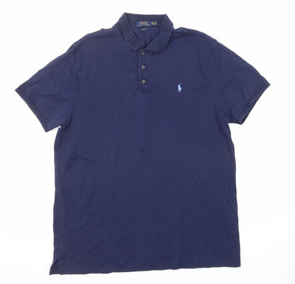 Ralph Lauren Mens Blue Cotton Polo Size 2XL Collared Button