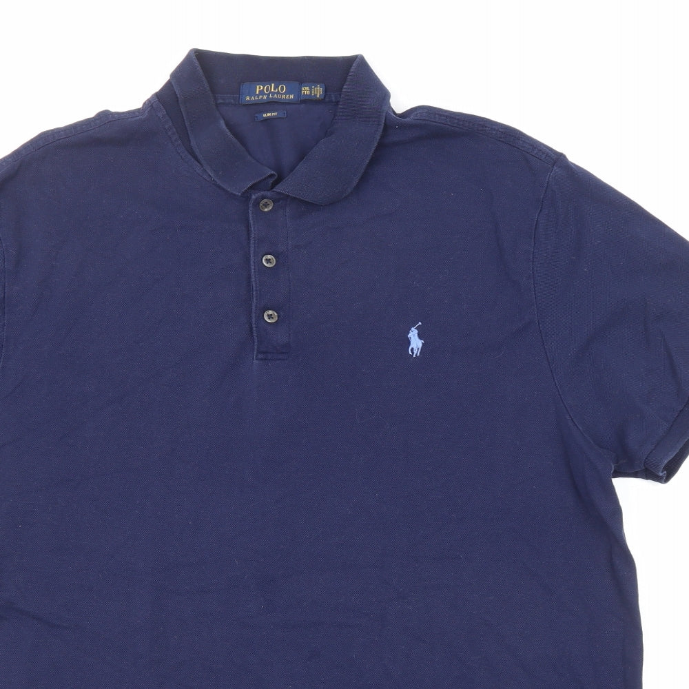 Ralph Lauren Mens Blue Cotton Polo Size 2XL Collared Button