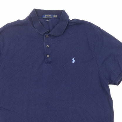 Ralph Lauren Mens Blue Cotton Polo Size 2XL Collared Button