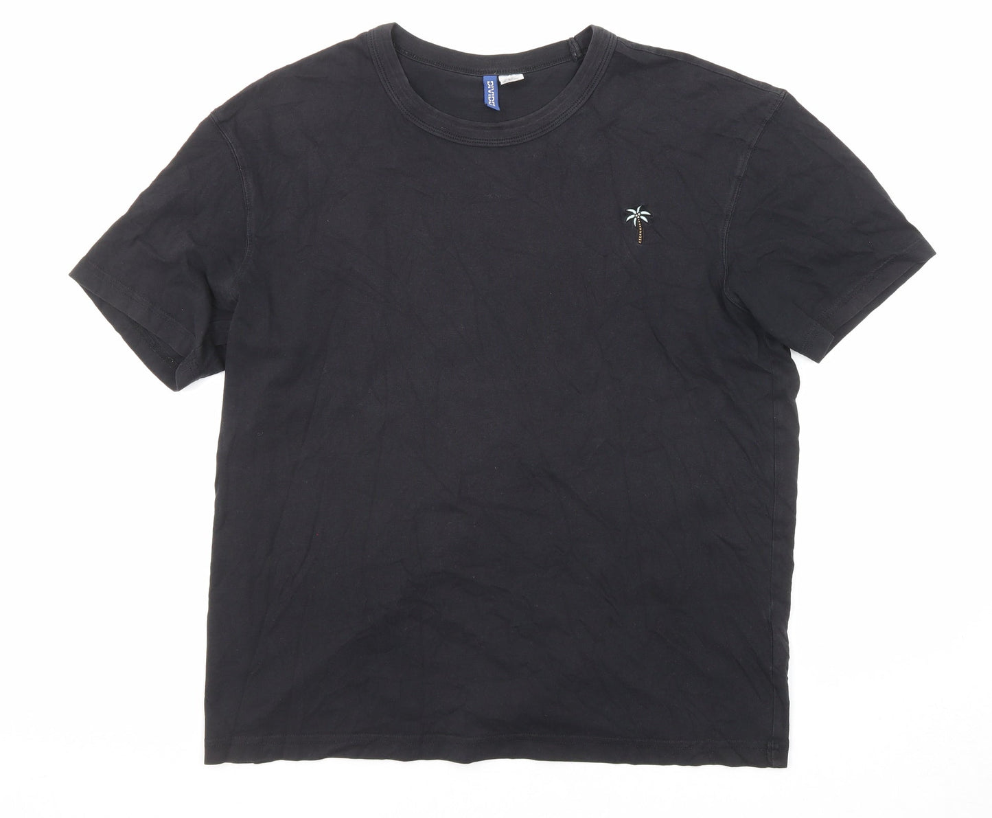 Divided by H&M Womens Black Cotton Basic T-Shirt Size M Round Neck