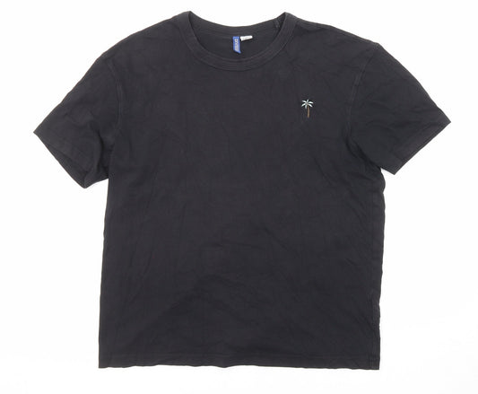 Divided by H&M Womens Black Cotton Basic T-Shirt Size M Round Neck