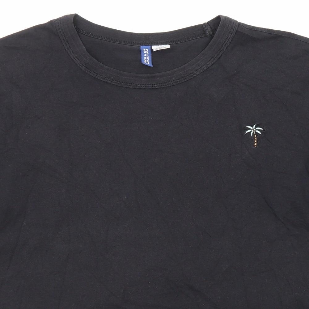 Divided by H&M Womens Black Cotton Basic T-Shirt Size M Round Neck