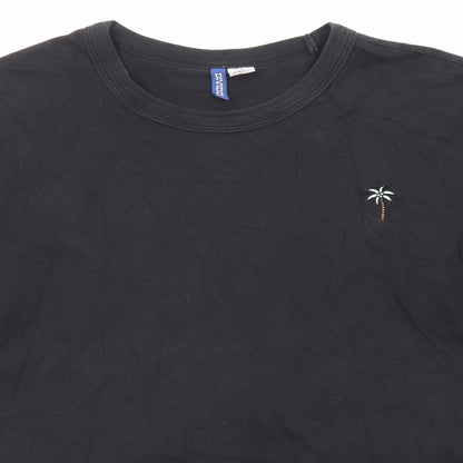 Divided by H&M Womens Black Cotton Basic T-Shirt Size M Round Neck