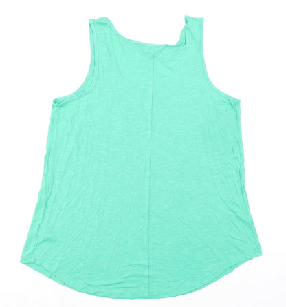 Evans Womens Green Viscose Basic Tank Size 20 Round Neck