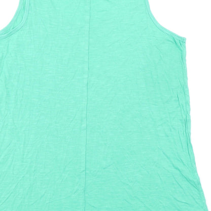 Evans Womens Green Viscose Basic Tank Size 20 Round Neck