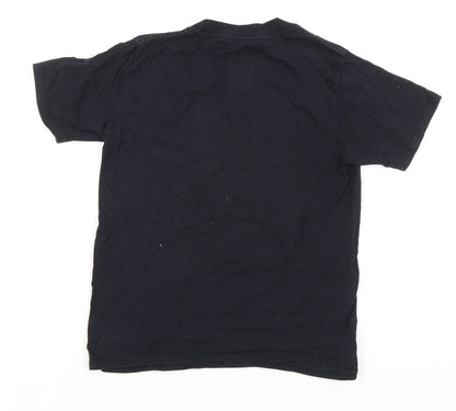 Notts County FC Boys Black 100% Cotton Basic T-Shirt Size 7-8 Years Round Neck Pullover - Reindeer