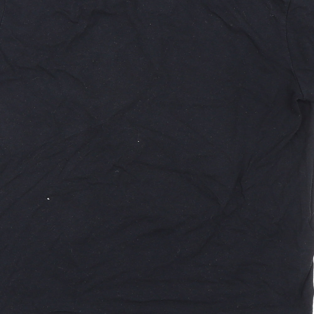 Notts County FC Boys Black 100% Cotton Basic T-Shirt Size 7-8 Years Round Neck Pullover - Reindeer